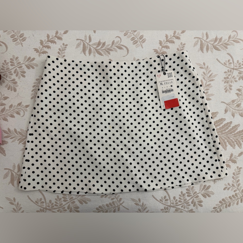 Zara Black and White Polka Dot Mini Skirt